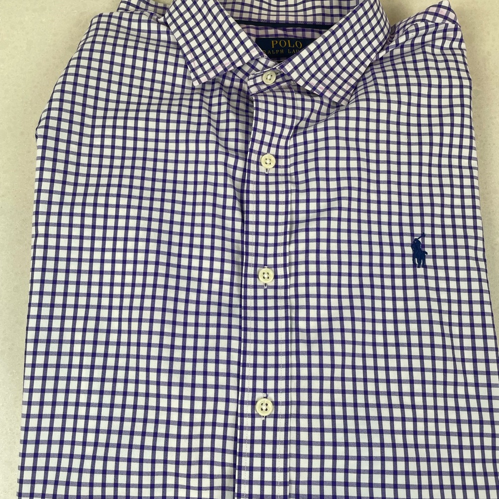 Ralph Lauren Men's Purple/White Checkered Shirt L